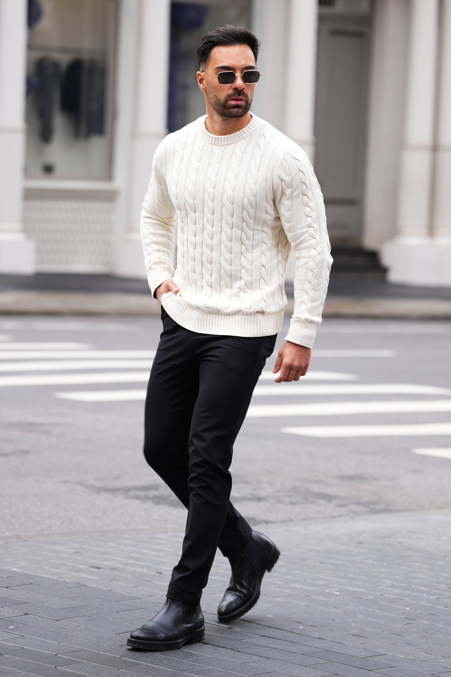 THE CABLE KNIT CREWNECK SWEATER